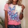 Pink Butterfly Top Fashion Women's Short Sleeve Loose T-Shirts Women’s