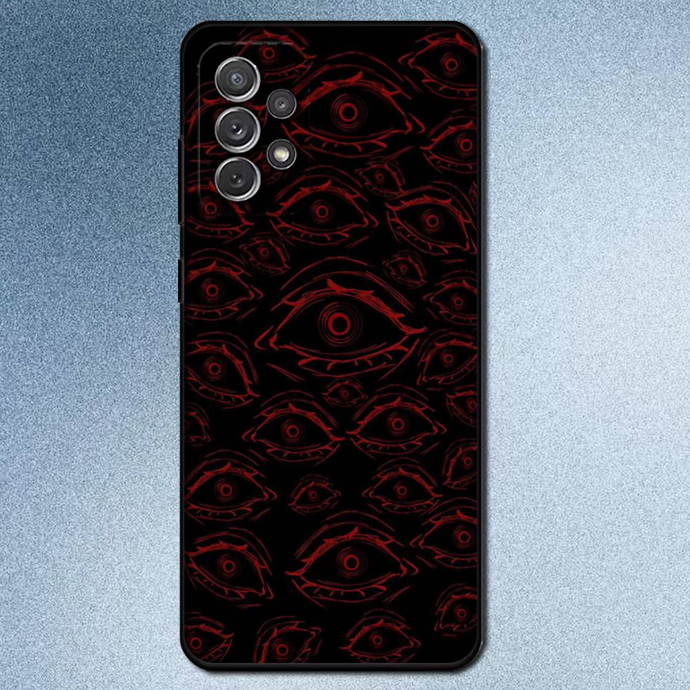 

Scary Red Evil Demon Eyes Phone Case For Samsung S 9,10,21,30,22,23,24,25,Ultra,Plus,Lite,FE,4,5G Black Soft Precise SamsungS25u