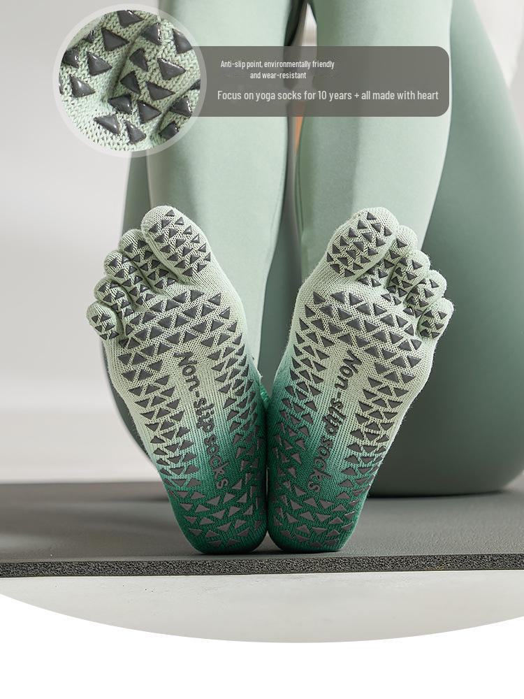 Gradient Dotted Non-Slip Mesh Yoga Socks - Women's Backless Five-Finger Split-Toe for Spring and Summer