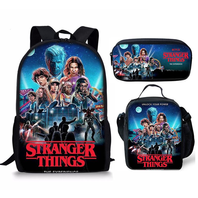 Stranger Things 4-Piece Set: Student Backpack, Shoulder Bag, and Pencil Case CLE