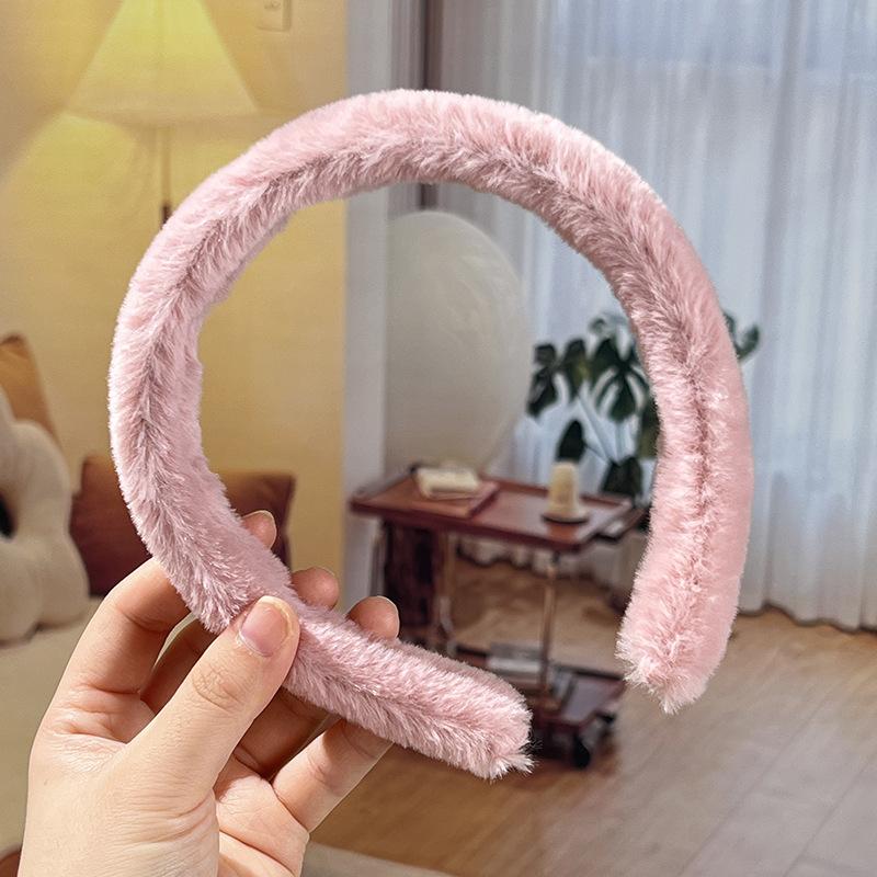 Herbst/Winter Damen Einfaches Bonbonfarbenes Plüsch-Stirnband mit breiter Krempe - Niedliches und vielseitiges Haaraccessoire