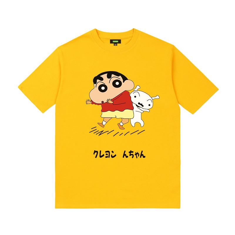 Cartoon Creative Crayon Shin-chan Graphic T-shirt Summer High Quality 100% Cotton T-shirt Casual Loose Trend Men's T-shirt
