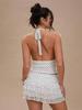 Women's Retro Halter V-Neck Polka Dot Top & Ruffled Skirt Set