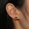 A Pair of Elegant Cherry Earrings, Inlaid with Sparkling Stone Decoration, Zinc Alloy Material, Suitable for Women's Fashion Wear