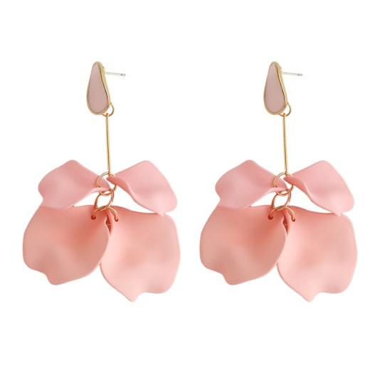 1 Pair Rose Flower Drop Earrings Earrings Exaggerated Dangle Petal Women Piercing Stud Earrings
