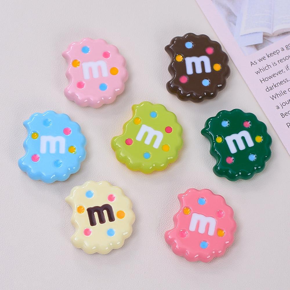 Handmade Colorful M Cookie Toy Ornaments: Creative DIY Kit with Cream Glue & Resin Accessories