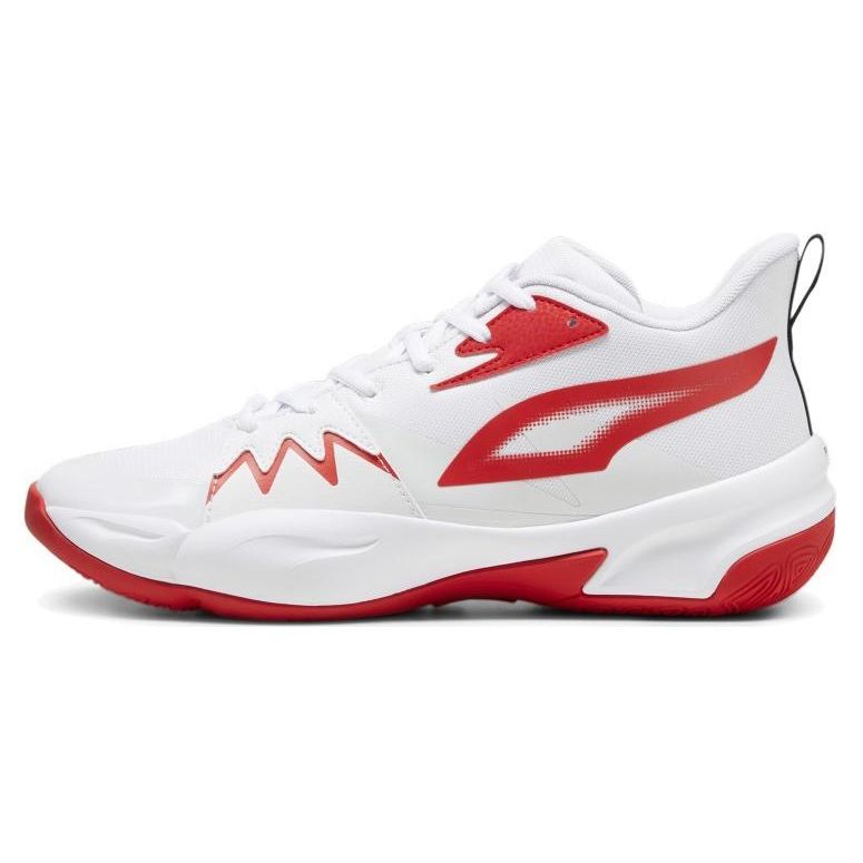 Puma Genetics Round Toe Lace-Up Non-Slip Low-Top Basketball Shoes Unisex Sneaker White Red 379974-04