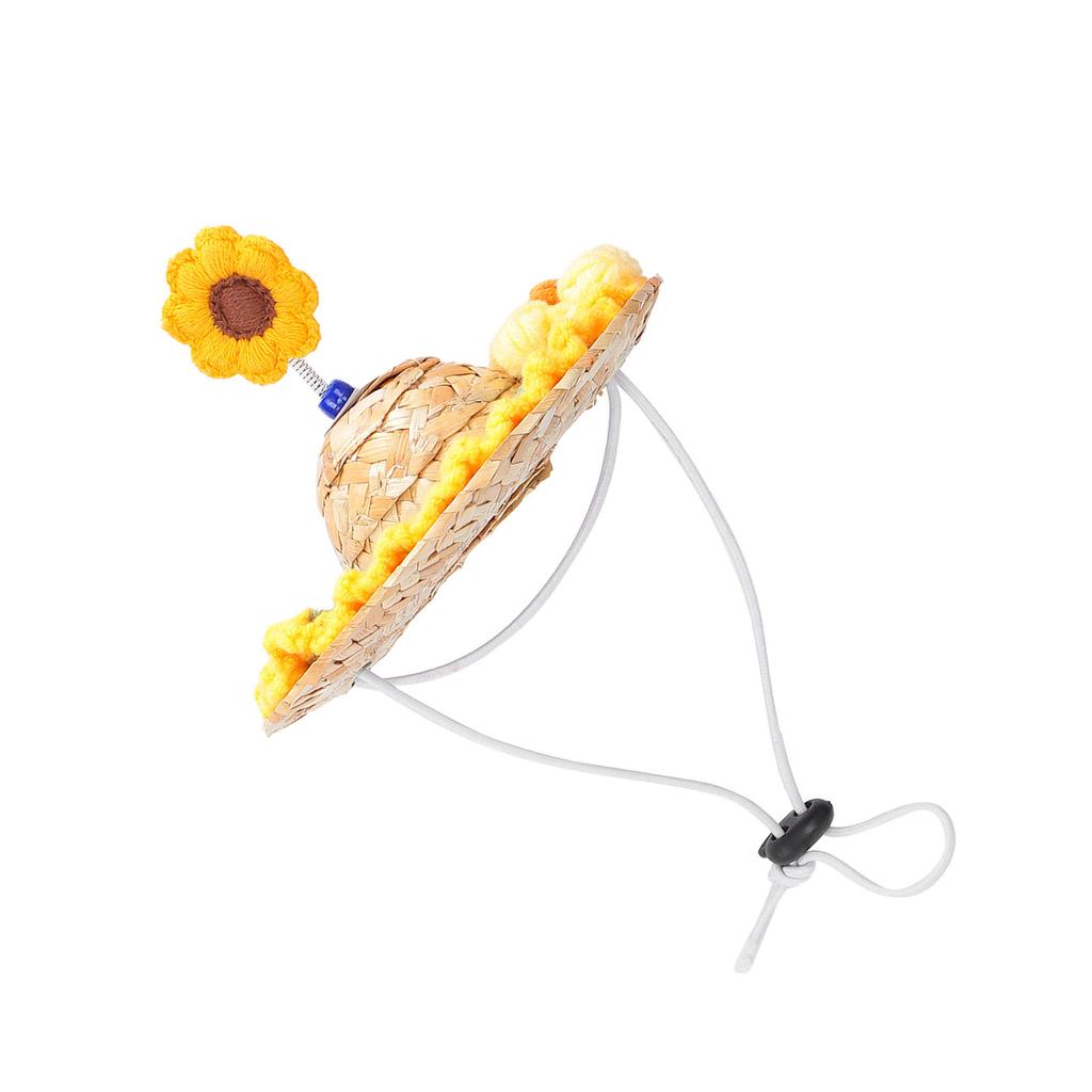 Pet Woven Straw Hat Cute Handcrafted Adjustable Summer SunShading Cap for Dogs and Cats
