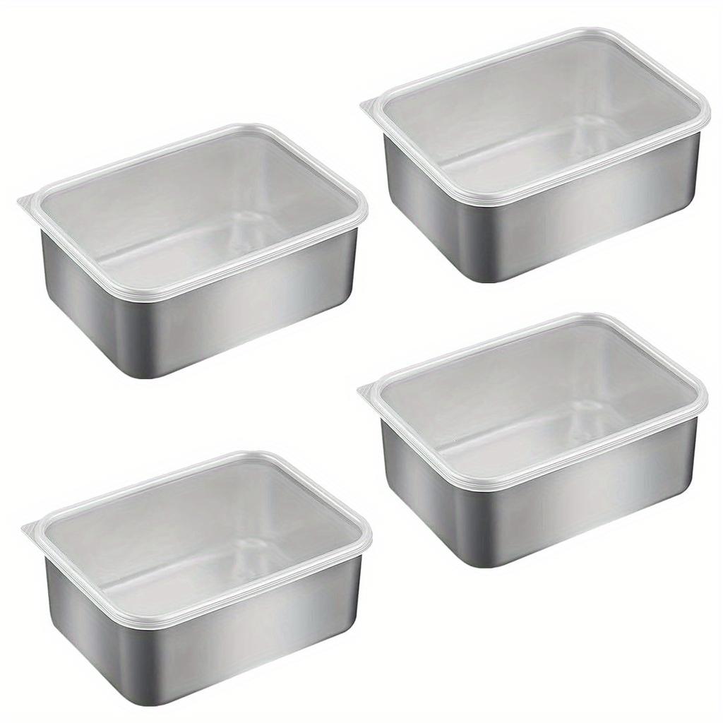 1pc Stainless Steel Food Storage Containers - Square, Manual Lid, Hand Washable - Perfect For Meal Prep & Outdoor Picnics