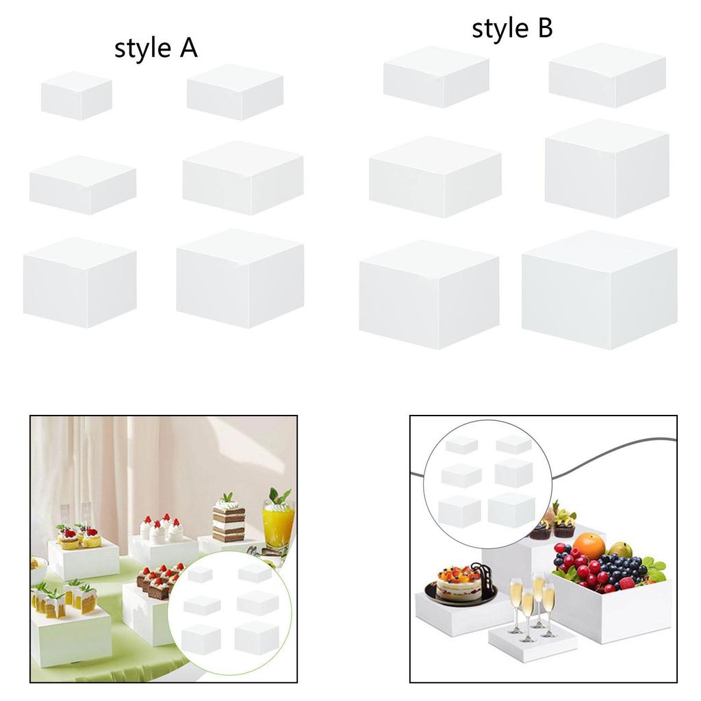 Cube Buffet Display Stand Hollow Food Riser White Nesting Riser Set for Catering Buffet and Collectibles