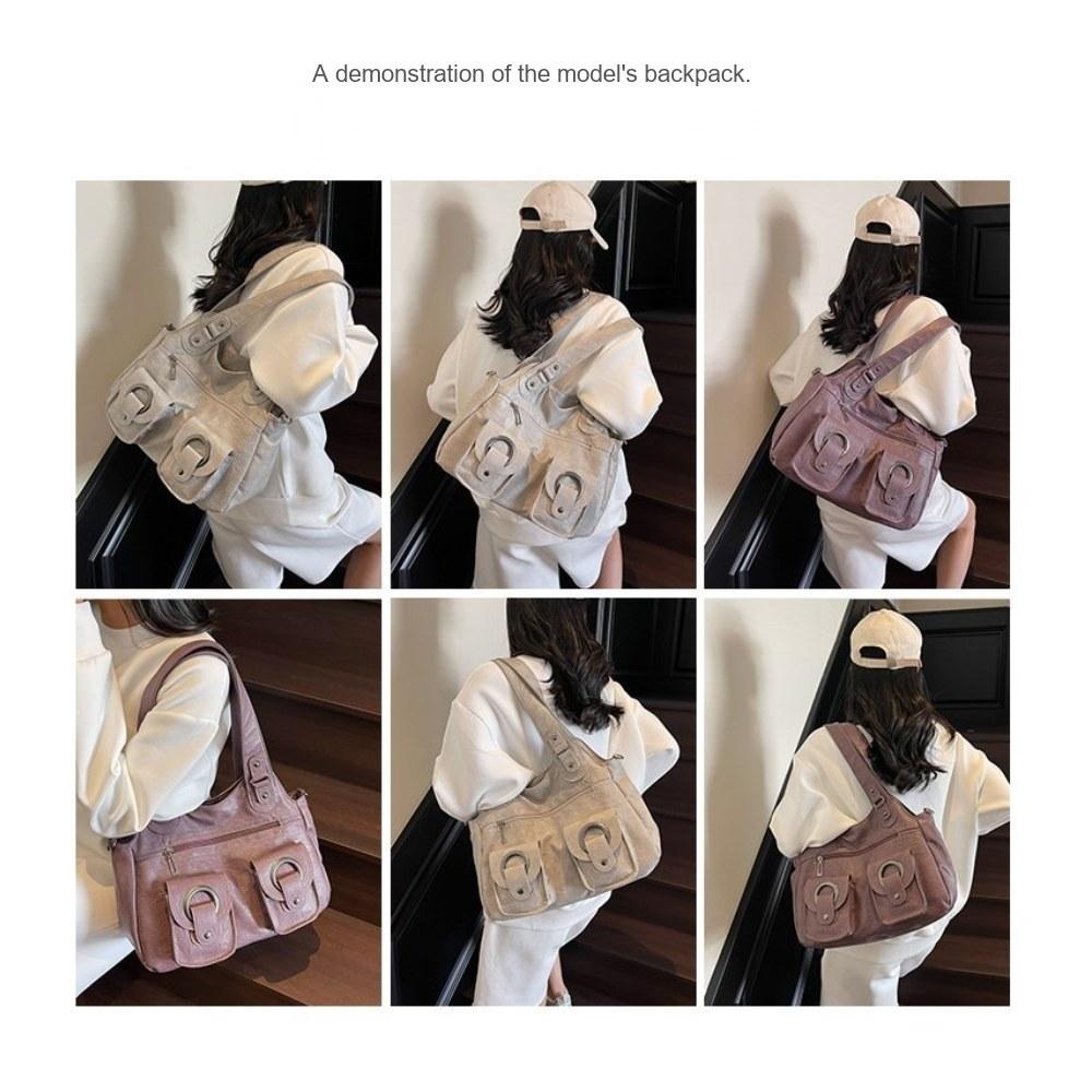 Multi Carry Faux Leather Handbag with Shoulder Crossbody and Handheld Options