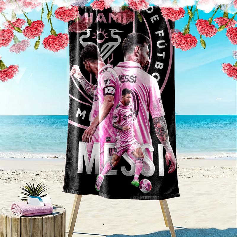 Asciugamano da Spiaggia con Stampa di Lionel Messi, Asciugamano Grande Morbido ad Asciugatura Rapida per Spiaggia Campeggio Nuoto