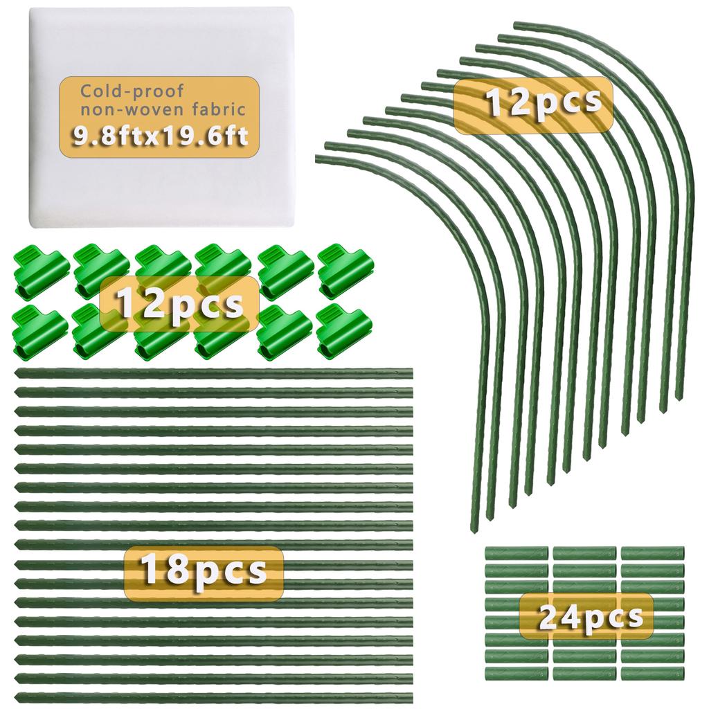 Garden Hoops Kit with Clips for Raised Beds PE Steel Pipe Plant Support Garden Stakes Hoops Frame