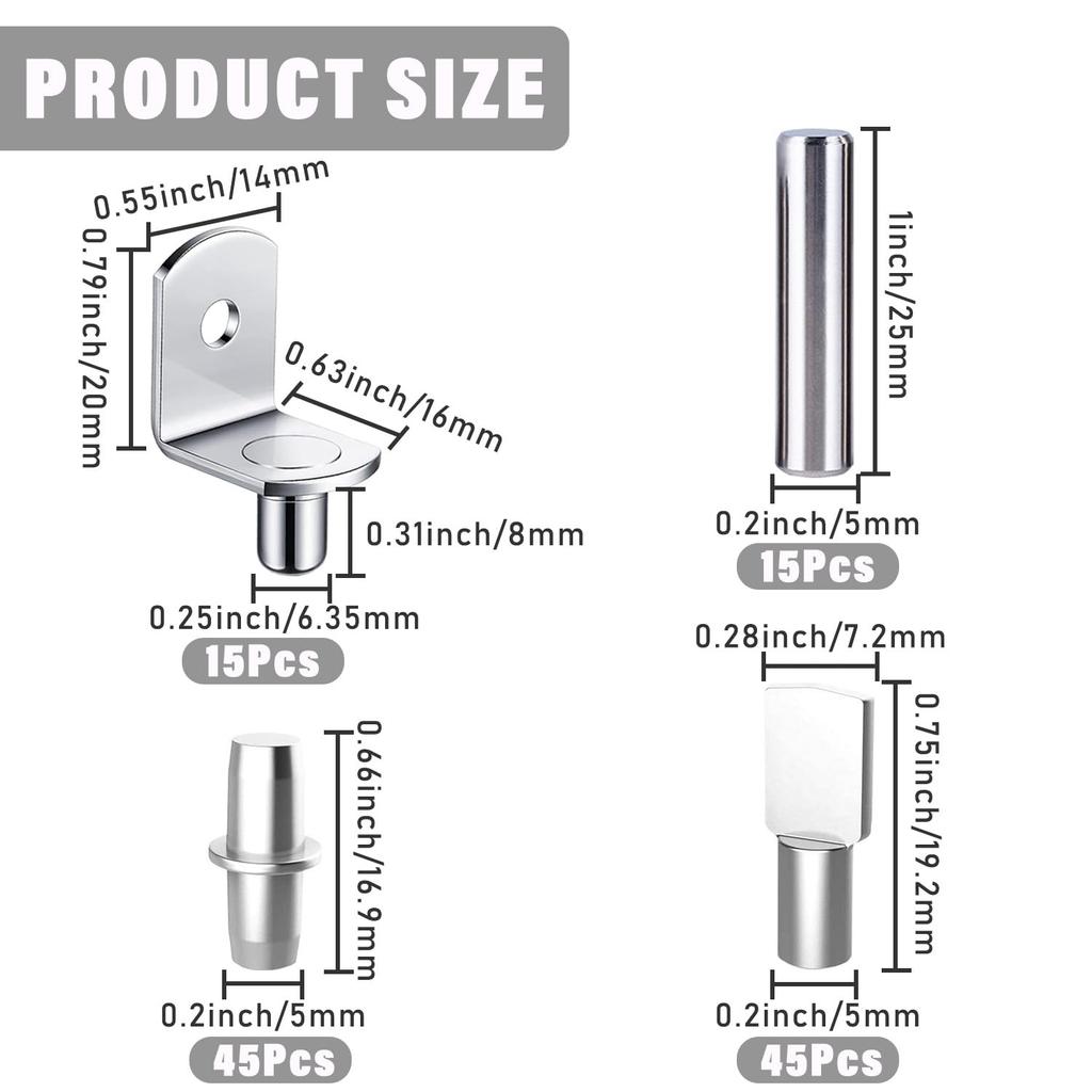 120Pcs 7-character Board Support Central Shaft Glass Laminate Support Bracket Wardrobe Cabinet Laminate Support Laminate Nail