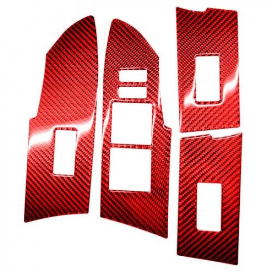 Red Carbon Fiber Window Switch Panel Cover Trim For Toyota Corolla 2014-2018
