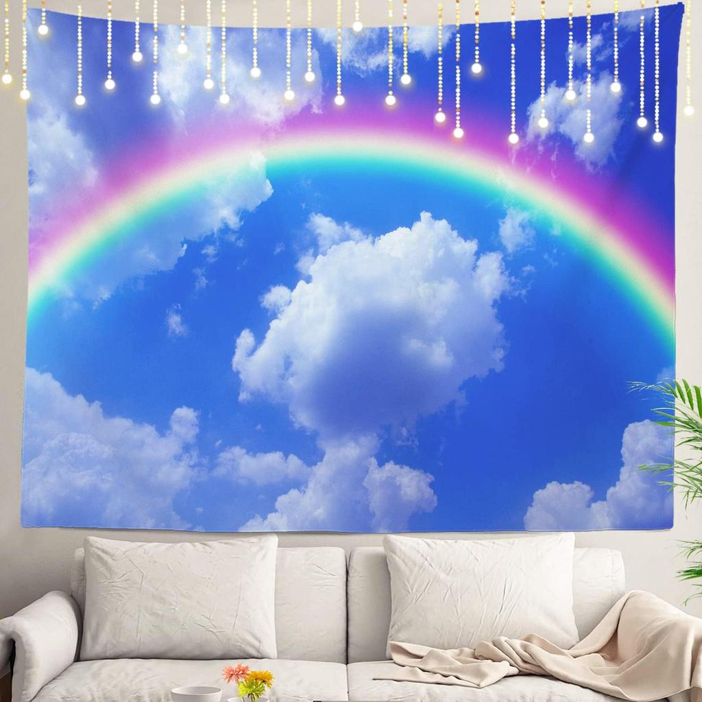 Northern Lights Wall Tapestry,View Over A Lake Green Storm Cloud Sky Wall Hanging Large Tapestry Decoration Polyester Fiber