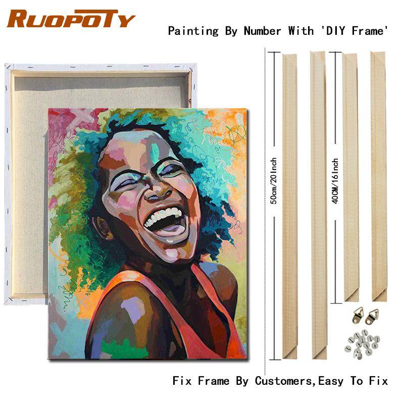 RUOPOTY Color Lady Painting By Numbers Kits For Adults Abstract Figure Picture Acrylic Paint Color Draw Hand Painted On Canvas