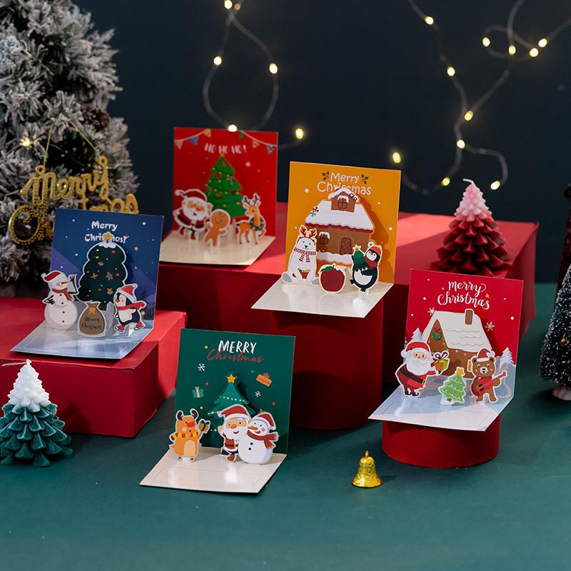 Zarflı Noel El Yazısı 3D Teşekkür & Tebrik Kartı Seti