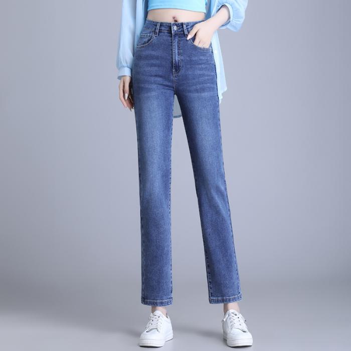 

DIMANAF 2023 Большие размеры Длинные брюки Женские джинсы Эластичные свободные мягкие винтажные однотонные хлопковые свободные брюки с высокой талией Повседневные женские базовые брюки