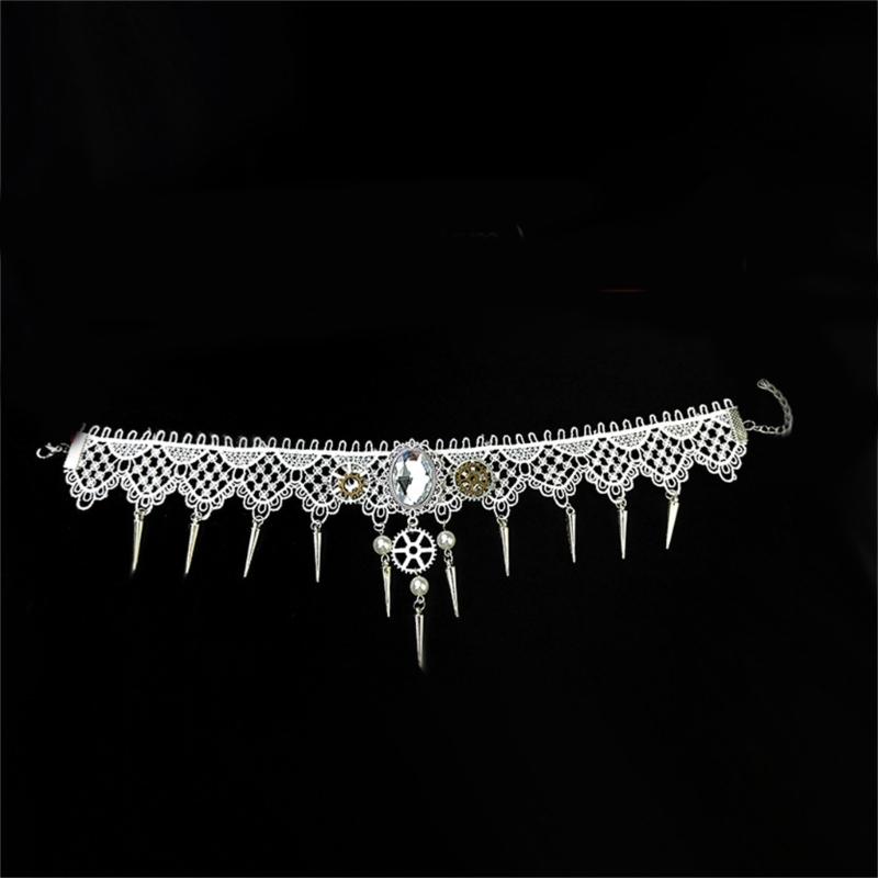 Collar Necklace with Lace and Gears Household Decoration for Wedding Birthday Party Decoration Accessory