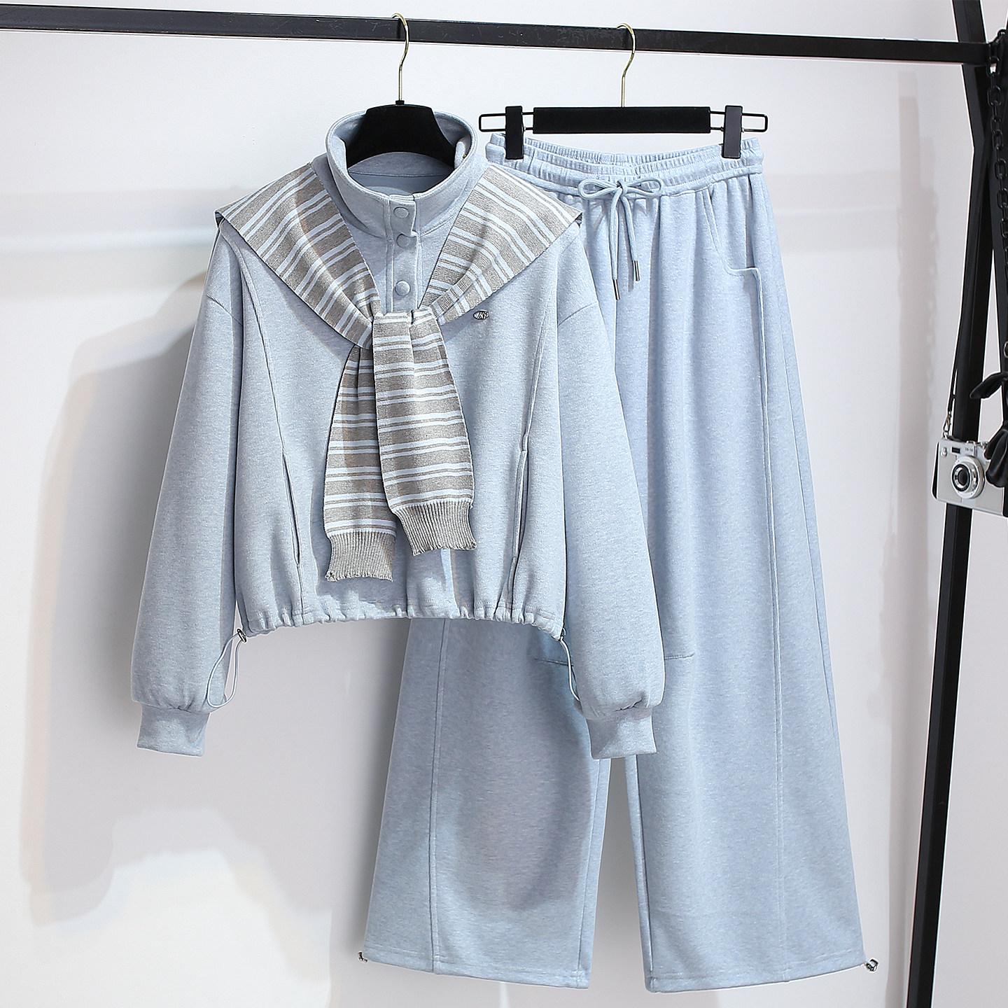 

Women s Spring 2026 Unique Shawl Hoodie & Wide-Leg Pants Set – Stylish Two-Piece Outerwear M/Recommended 90-105 jin