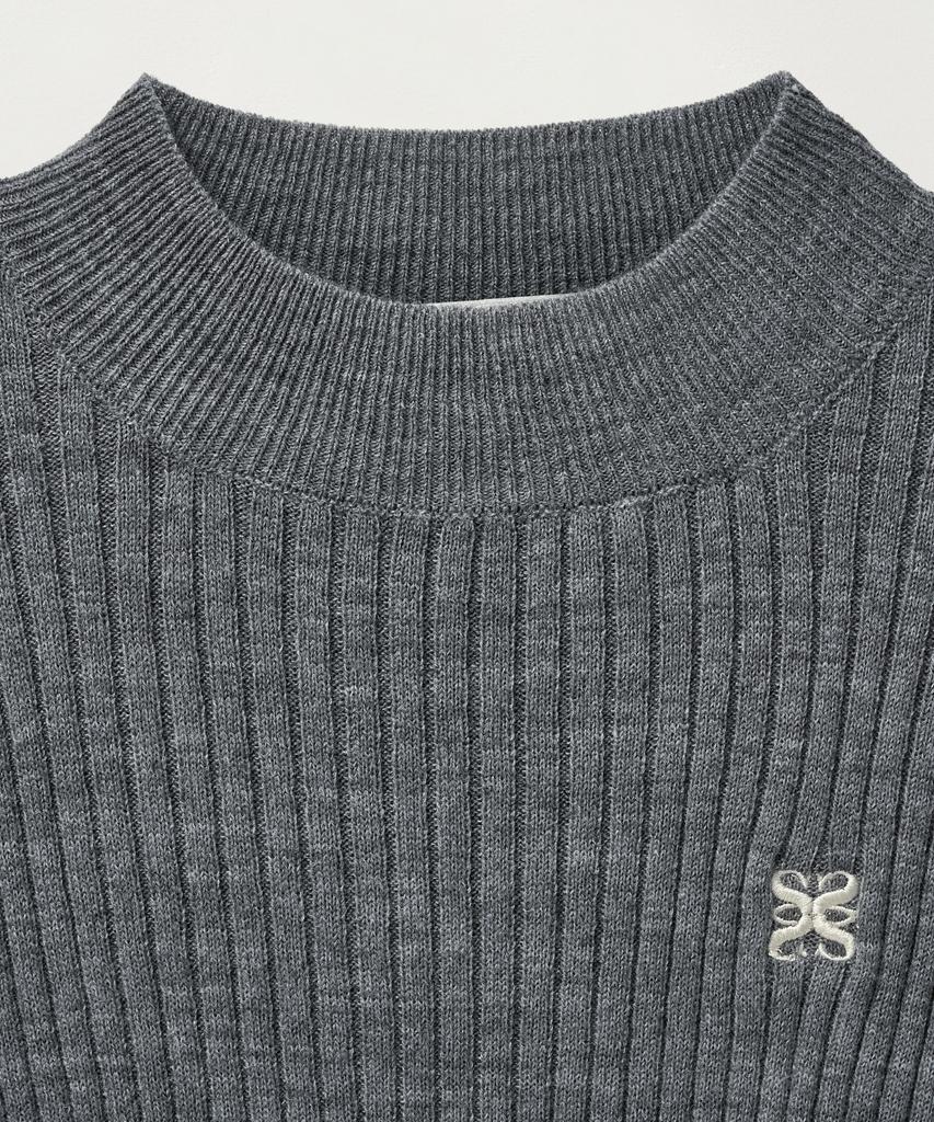 Seteo (W) Cuff Mock Neck Knit Melange Gray