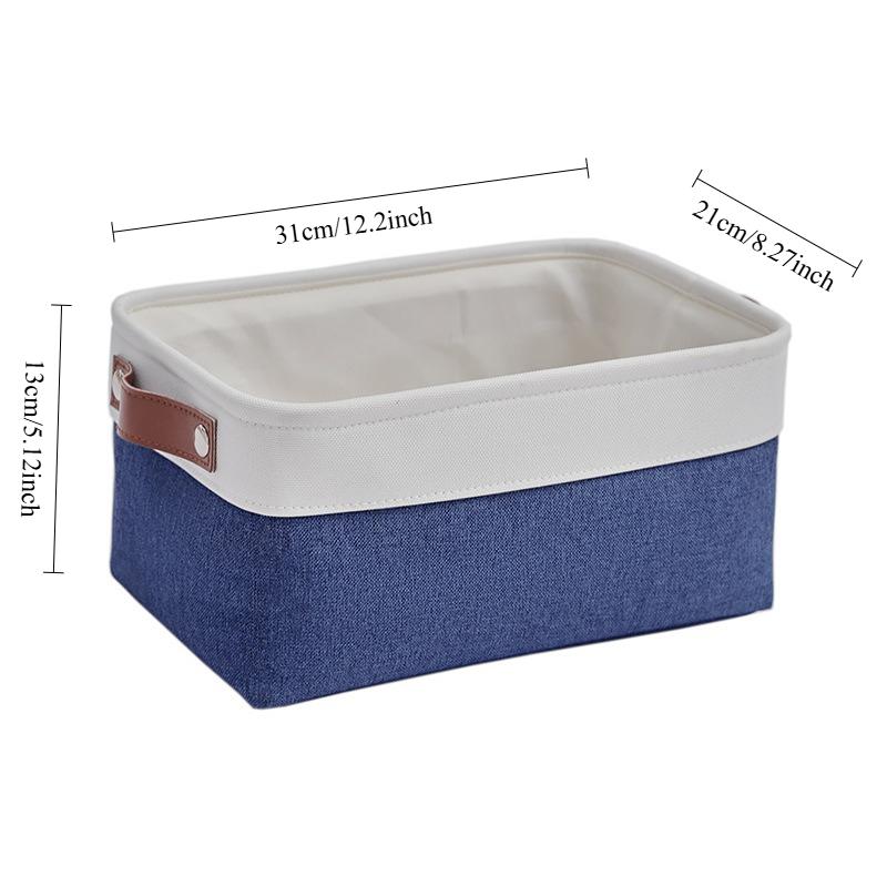

Leather handle Storage Basket Foldable Storage Box for Home Use Clothes, Books, Desktop, Living Room, Organizing Boxes & Bins