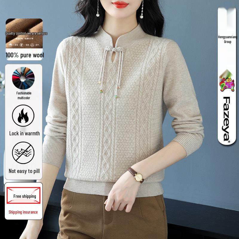 

100% Merino Wool Women s Cable Knit Sweater - Thick Pullover for Autumn/Winter Fashion 120 (XL)