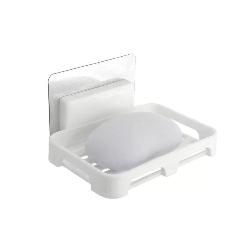 Wall-Mounted Soap Dish with Drainage - No Drilling Required Strong Adhesive, No-Trace Soap Holder (1 Piece)