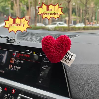 Heart-Shaped Plush Car Sticker for Interior Decoration