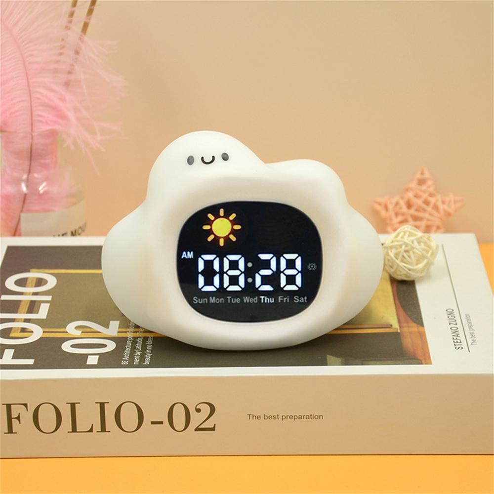 

JL-820 Cartoon Cloud Shape White Noise Alarm Clock Sleep Bedside Lamp Tap Control Night Light A
