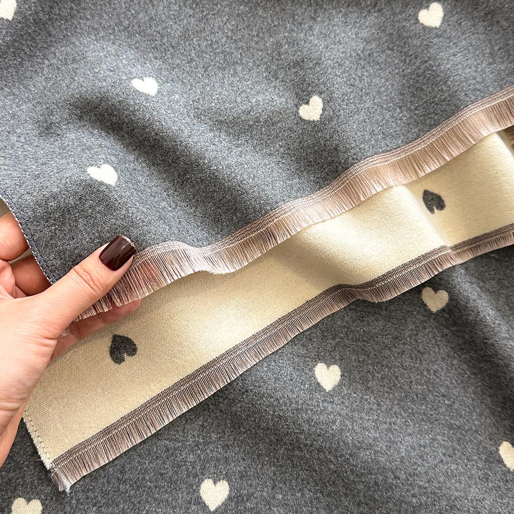 Autumn And Winter Heart-Shaped Texture Matching Double-Sided Women'S Imitation Cashmere Thermal Scarf Air Conditioner Scarf Shawl