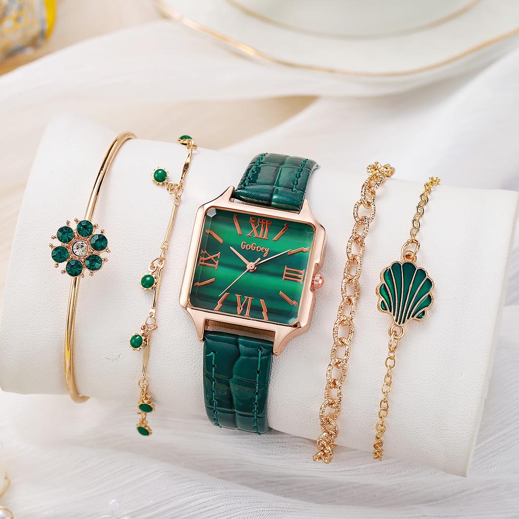Surprise blind box Japanese girl style dial inlaid diamond leather strap ladies watch jewelry set random style