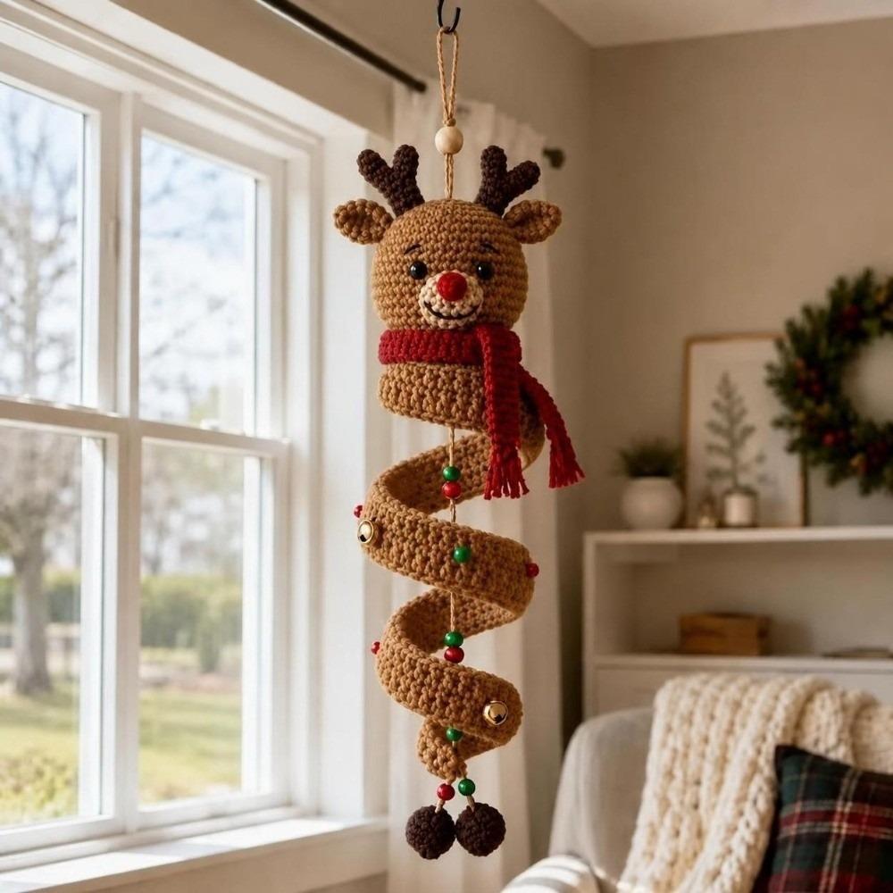 Beginner Friendly Christmas Crochet DIY Kit Hanging Hademade Snowman Spiral Ornament Yarn Project Making Kit