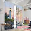2pcs 2D Flat Printing Party Curtain God Is Light Lighthouse Fabric Without Electricity All Season Party & Holiday Decor Perfect