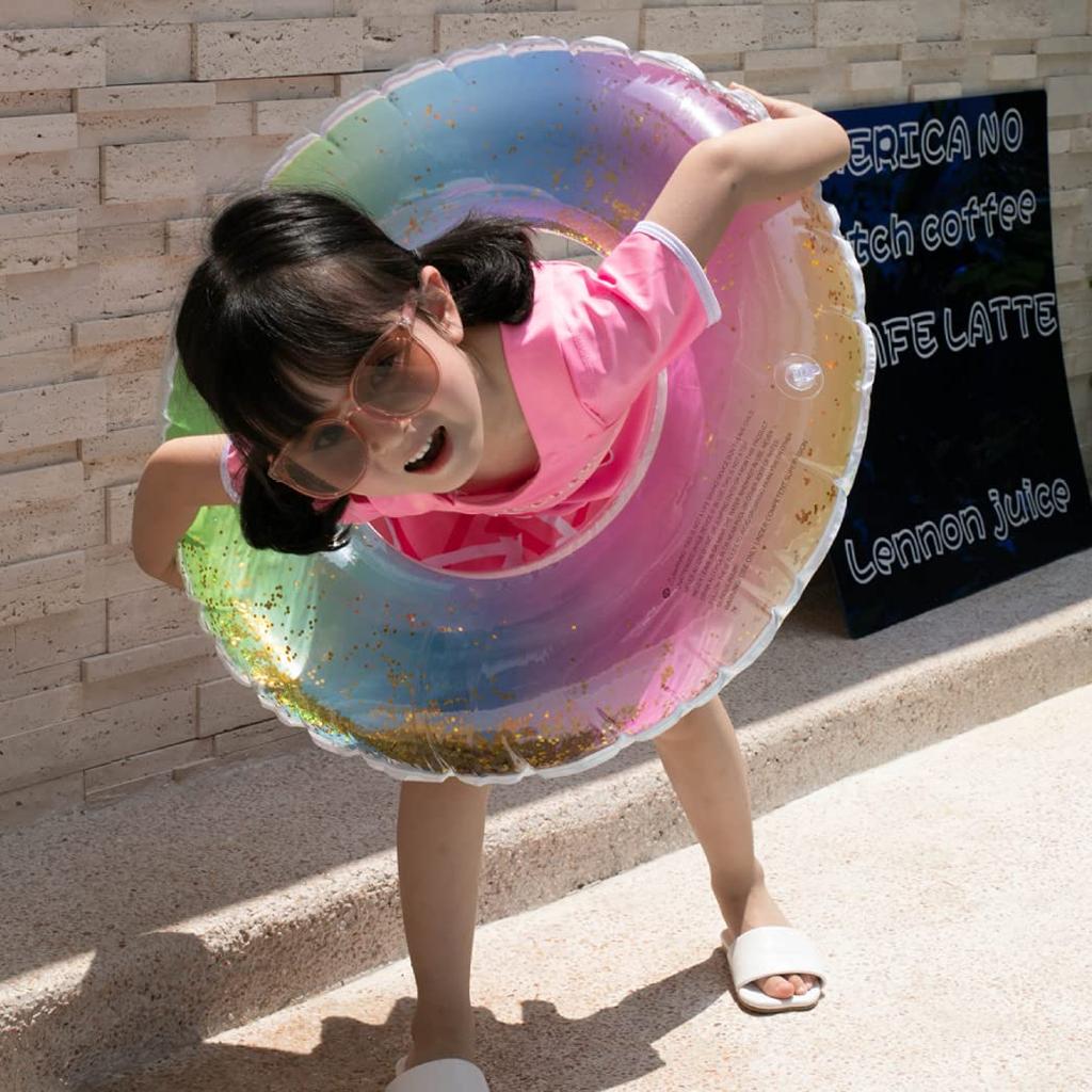 HappyHome Kids' Glitter Float, Cute Sparkly Rainbow Design, Unisex for Boys and Girls (70#)