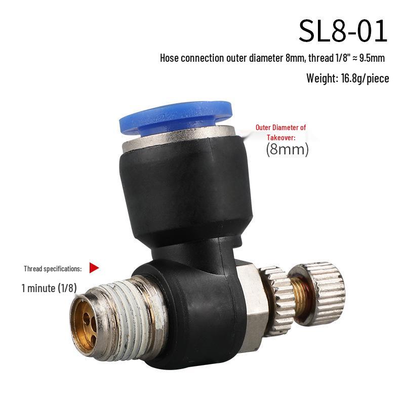 Pneumatic Fitting Combo: SL Throttle Valve 8-02, SL6-01 Component, 10-02 Insert Cylinder, Air Pump