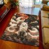 Kitsune White Fur Red Cord Dark Smoke Moon Print Carpet for Living Room Bedroom Sofa Home Decor Non-slip Mat Luxury Gift
