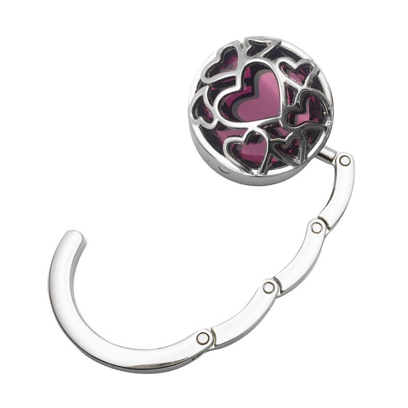 Heart-Shaped Crystal Mesh Folding Bag Hook