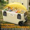 70L Insulated Cool Box with Wheels, Portable Ice Cooler with Handle, Lid and Drain Valve, Khaki