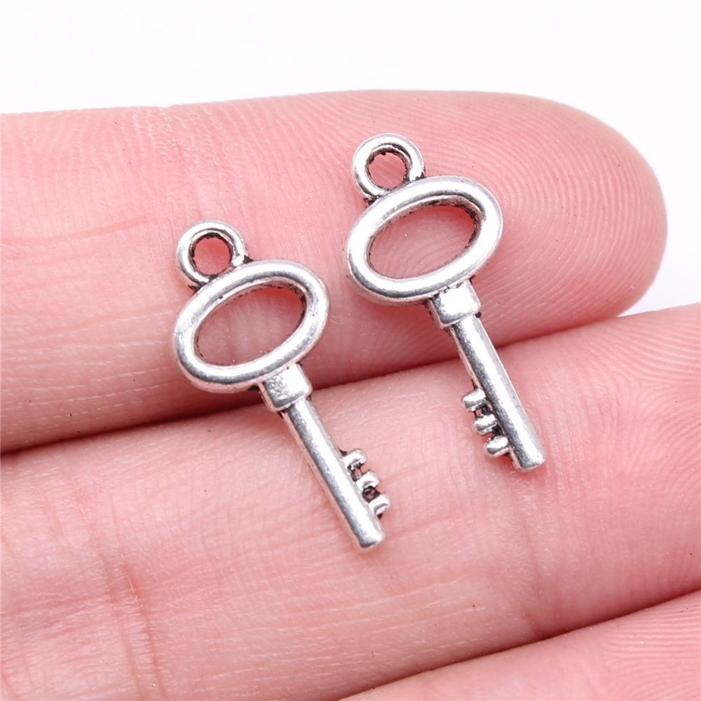 20pcs Key Charms Pendant Antique Silver Color Vintage Key Charm Pendants Jewelry Accessories DIY Retro Key Charms