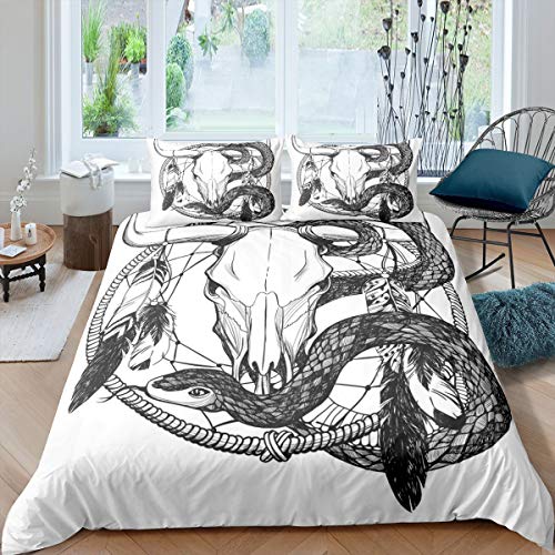 Schlangenblume Gras Mond Polyester Bettbezug-Set für Kinder Jungen Mädchen Schmetterling Tier Tagesdecken Bezug mit Kissenbezug Einzelgröße