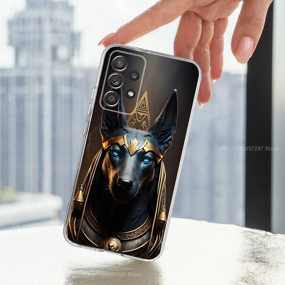 Anubis Gott Ägyptisch Handyhülle Für Samsung Ultra,FE,A30,71,51,S9,10,20,Lite, S22,23,21,PIus,Transparent, Silikon