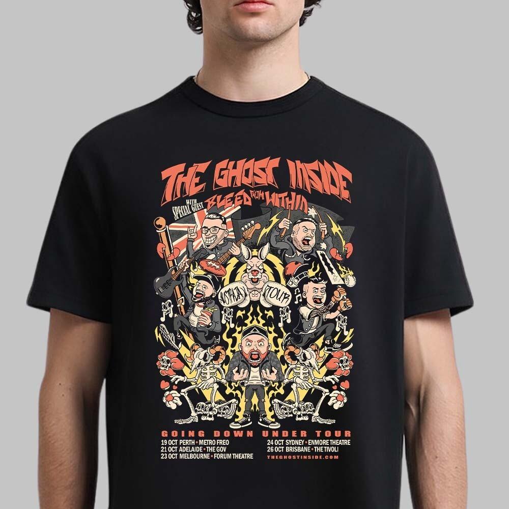 The Ghost Inside With Bleed From Within Going Down Unde Australia Tour 2026 Tee L