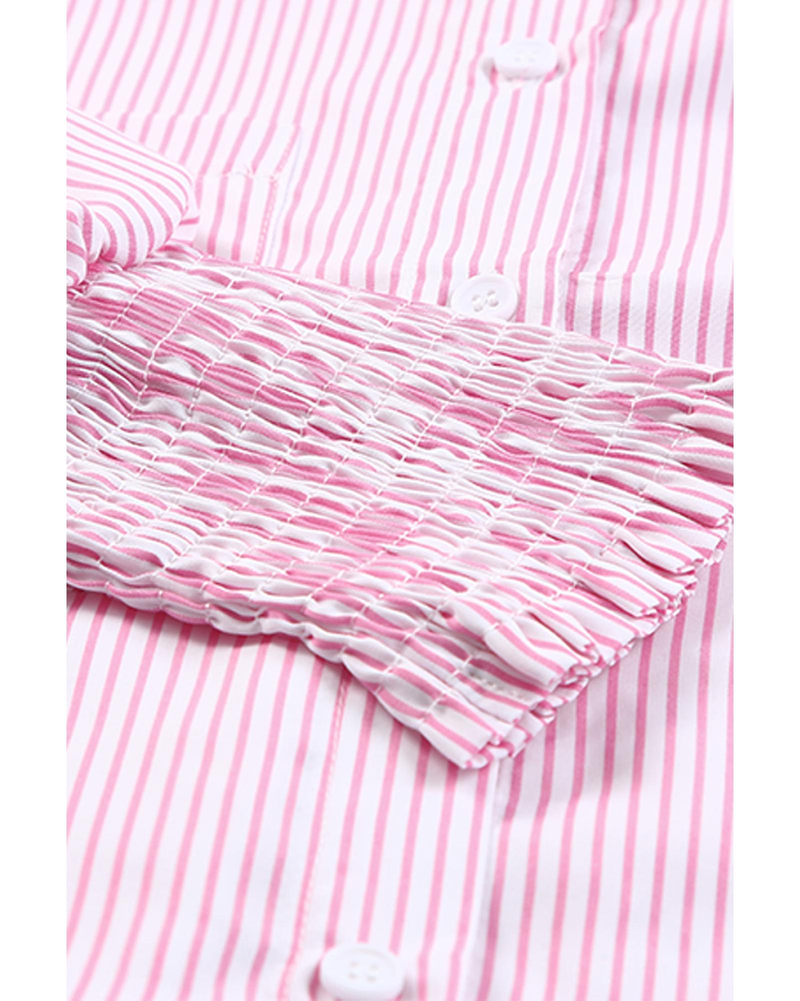 

Azura Exchange Striped Boyfriend Shirt with Pocket 2XL розовый