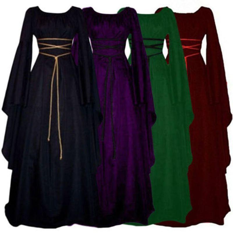 Vintage Medieval Womens Dress Victorian Renaissance Gothic Costume Gown Dress