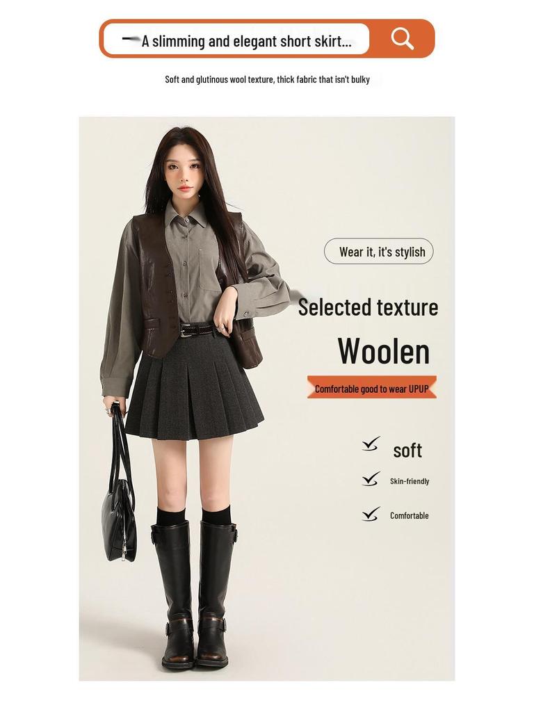 2026 Women's A-line High Waist Pleated Skirt - Autumn/Winter School Style
