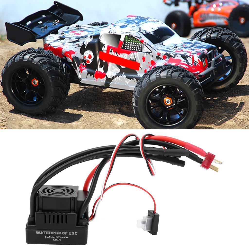 120A Waterproof Brushless ESC Electronic Speed Controller Accessory Fit for 1/8 RC Car Electronic Speed Controller