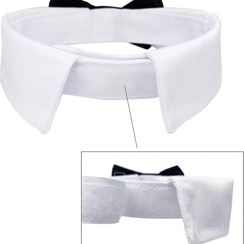 Adjustable Black White Bow Tie Collar for Small Dogs Cats Machine Washable Pet Formal Neckwear