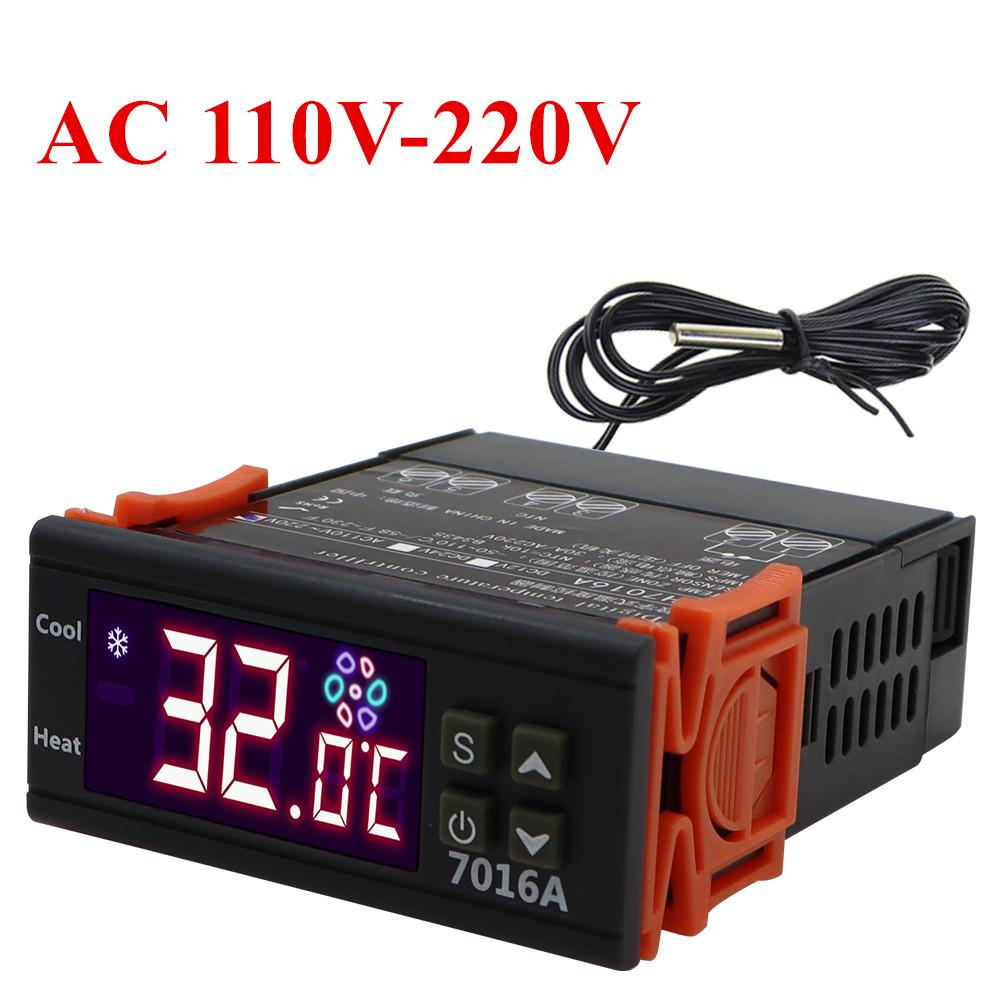 7016A Digital Temperature Controller 220V 30A with High-Power Temp Control Thermostat Heating Cooling NTC Sensor